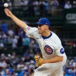 Chicago Cubs starting pitcher Jameson Taillon throws against the San Francisco Giants during the first inning of a baseball game in Chicago, Sunday, June 7, 2026. (AP Photo/Nam Y. Huh)
