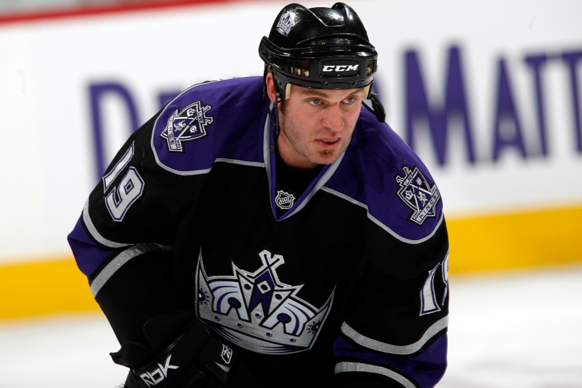 FILE - Los Angeles Kings left winger Kyle Calder warms up before facing the Colorado Avalanche in the first period of an NHL hockey game in Denver, Jan. 21, 2009. (AP Photo/David Zalubowski, File)
