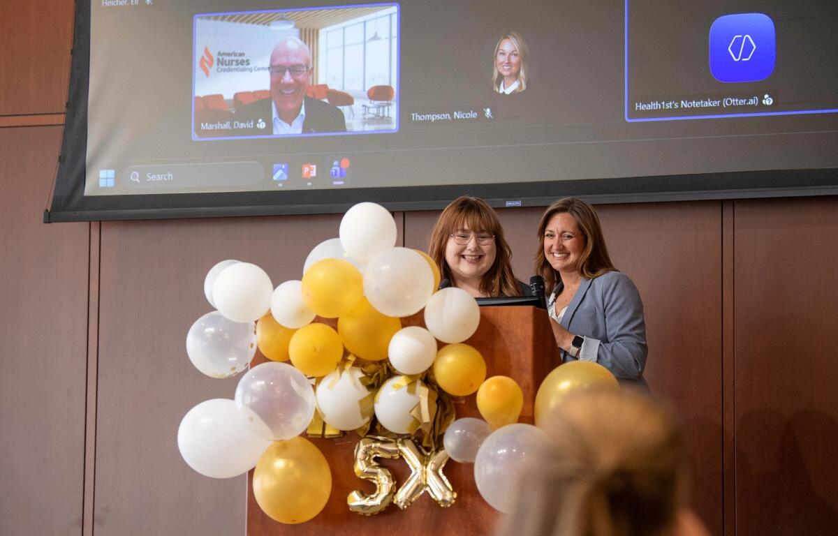 Kimberly Yeley, magnet program coordinator and Jennifer Bond, vice president and chief nursing officer, Springfield Memorial Hospital