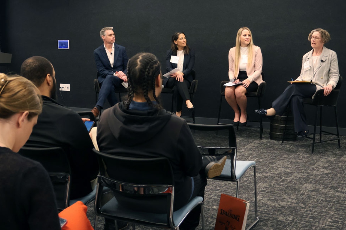 Representatives from Illinois nonprofits discussed the impacts of federal funding cuts on human services at an April Civic Federation panel in Chicago. (Medill Illinois News Bureau photo by Hannah Webster)