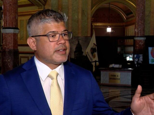 Republican lieutenant governor nominee Aaron Del Mar speaks inside the Illinois Capitol on July 20, 2026. (Capitol News Illinois photo by Andrew Campbell)