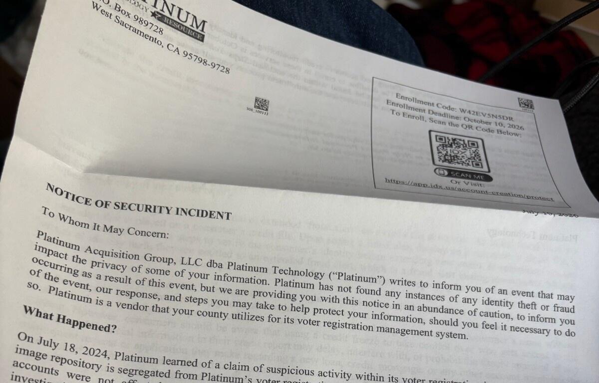 A sample of the letter being sent by Platiunum Technology. We used computer technology to erase the name and address from the upper left side of the letter.