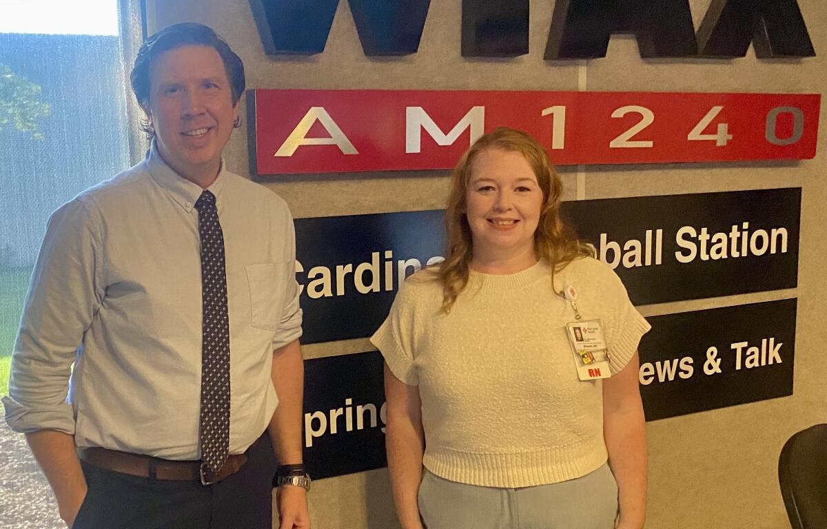 Dr. Ryan McCarthy (left), SIU School of Medicine, and Brianne Holmes, Springfield Memorial Hospital