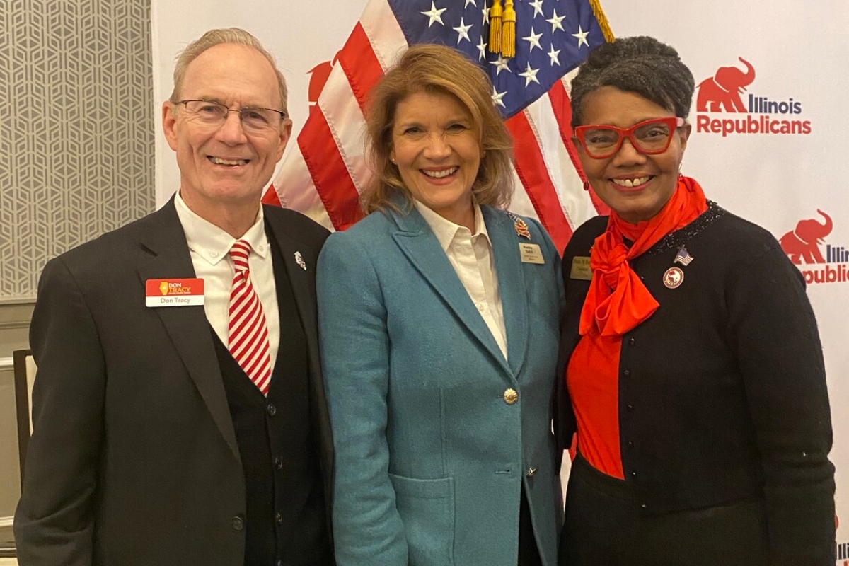 Diane Harris, right, Republican candidate for Illinois Secretary of State, is seen in this photo with now-former Illinois Republican Party Chair Kathy Salvi, and Springfield's Don Tracy, GOP candidate for U.S. Senate.