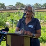 State Senator Doris Turner (D-Springfield) speaks during a July 1, 2026 press conference at the Illinois State Fairgrounds.