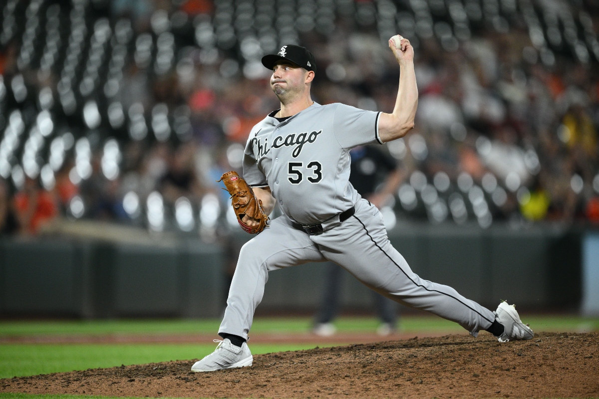 Chicago White Sox pitcher Brandon Eisert throws during the ninth inning of a baseball game against the Baltimore Orioles, Monday, June 29, 2026, in Baltimore. (AP Photo/Nick Wass)