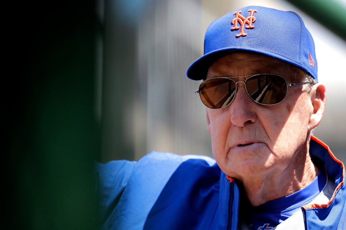 FILE - New York Mets pitching coach Phil Regan looks to the field before a baseball game against the Chicago Cubs in Chicago, June 22, 2019. (AP Photo/Nam Y. Huh, File)
