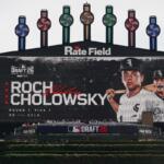 UCLA shortstop Roch Cholowsky goes No. 1 overall to the Chicago White Sox during the 2026 MLB Draft shown on the scoreboard before a baseball game between the Chicago White Sox and the Athletics Saturday, July 11, 2026, in Chicago. (AP Photo/David Banks)