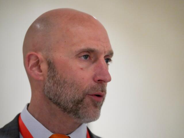 FILE - Illinois athletic director Josh Whitman speaks to the media during the NCAA Convention on Jan. 15, 2025, in Nashville, Tenn. (AP Photo/George Walker IV, File)