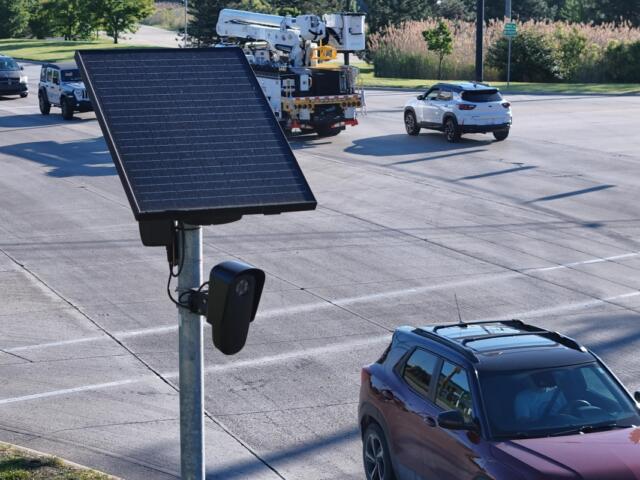 A Flock license plate reader camera.