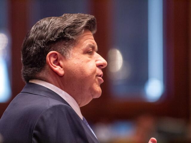 Gov. JB Pritzker delivers his State of the State address in February. (Capitol News Illinois photo by Jerry Nowicki)