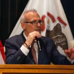 Illinois Supt. of Education Dr. Tony Sanders speaks at the Governor’s Mansion in Springfield in March 2026. (Capitol News Illinois photo by Jenna Schweikert)