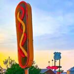 This nearly 25-foot-tall Cozy Dog has been installed on the Illinois State Fairgrounds.