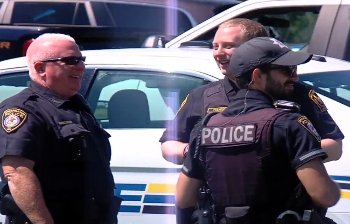 Local law enforcement gather in Sherman Monday to honor late New Berlin Police Chief Terry Nydegger.
