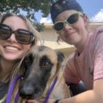 Animal Protective League staff members Amelia Bluhm and Jenna Holmes help care for a dog at Barrow County Animal Services in Georgia.