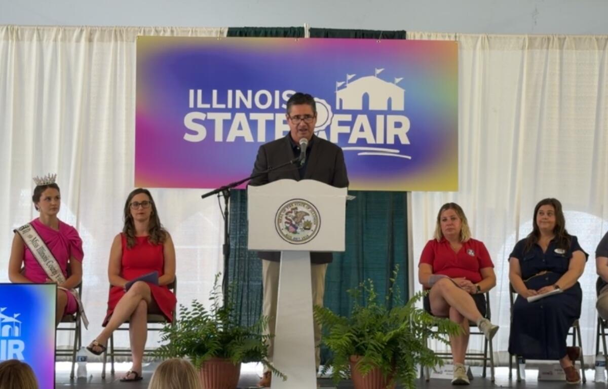 Jerry Costello, Director of the Illinois Department of Agriculture, speaks Thursday, August 6, at the Illinois State Fair Press Preview Day.