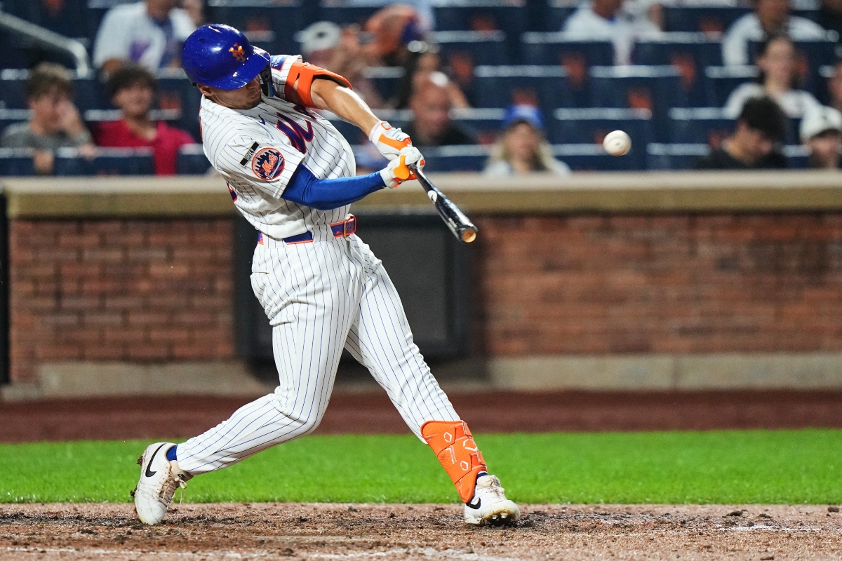 New York Mets' Tyrone Taylor hits a three-run home run during the seventh inning of a baseball game against the Atlanta Braves Monday, July 27, 2026, in New York. (AP Photo/Frank Franklin II)