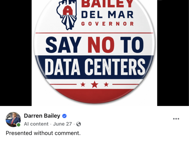 Darren Bailey’s June anti-data center ad was generated by AI.