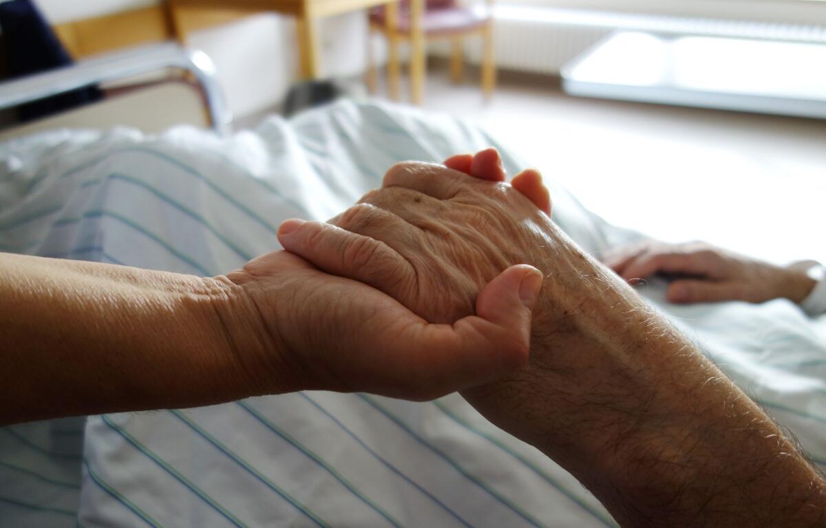 nurse holding a hand of a patient