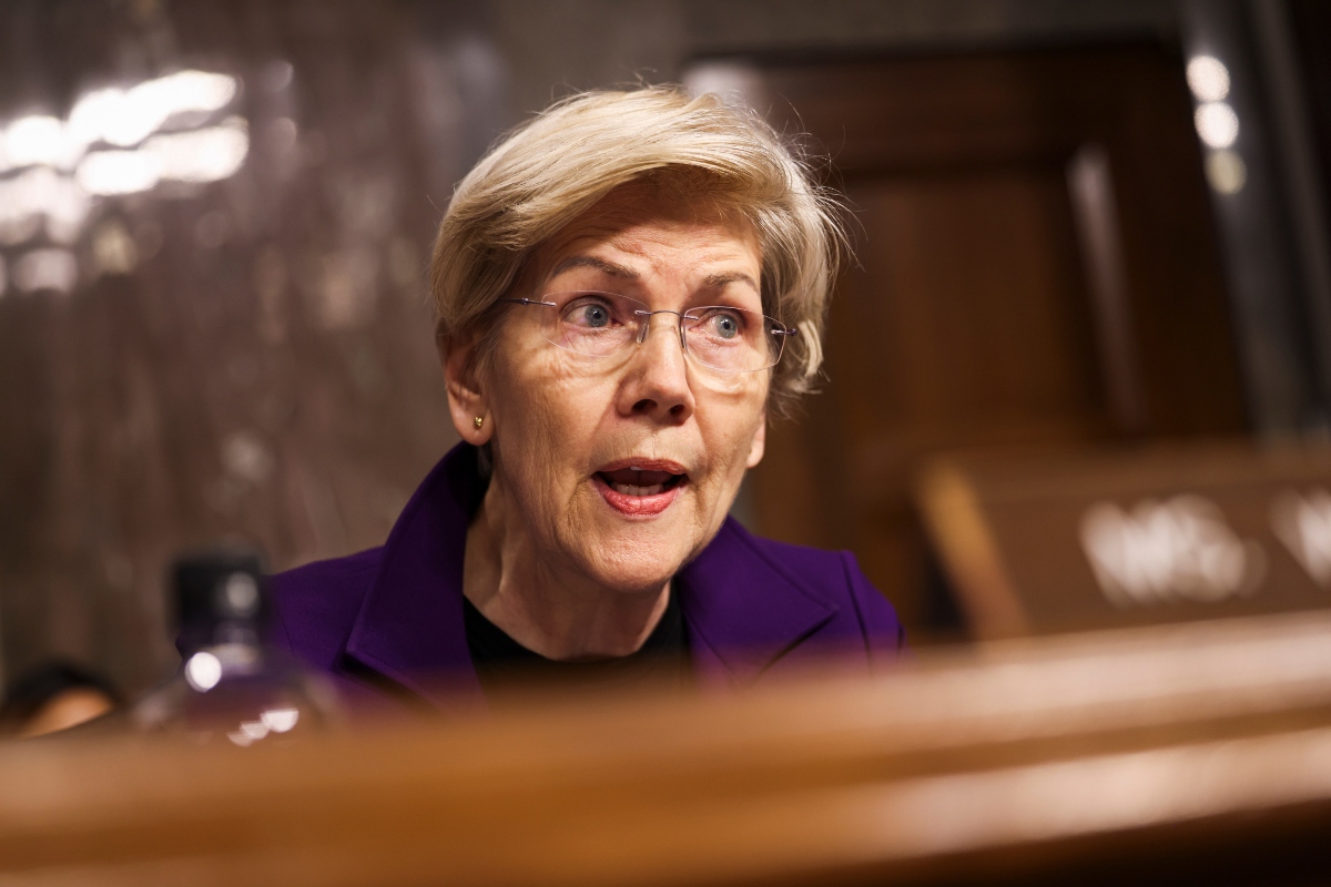 WASHINGTON - January 14 2025: Senator Elizabeth Warren (D-Mass.) speaks during Pete Hegseth's confirmation hearing before the Senate Armed Services Committee