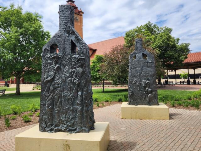Springfield, IL, May 24, 2025, Ruined Chimneys Massacre Memorial, Springfield race riot of 1908, Union Square Park.