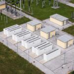 FILE - Drone view shows battery energy storage system BESS with multiple units at power facility.