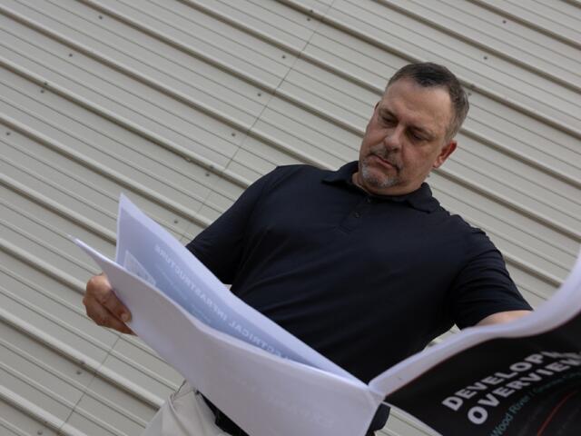 Developer Christopher Breakwell says he wants to build an E-gaming studio, a hotel and a recording studio as well on the land he bought for the Wood River film studio. (Credit: John Carter for Capitol News Illinois)
