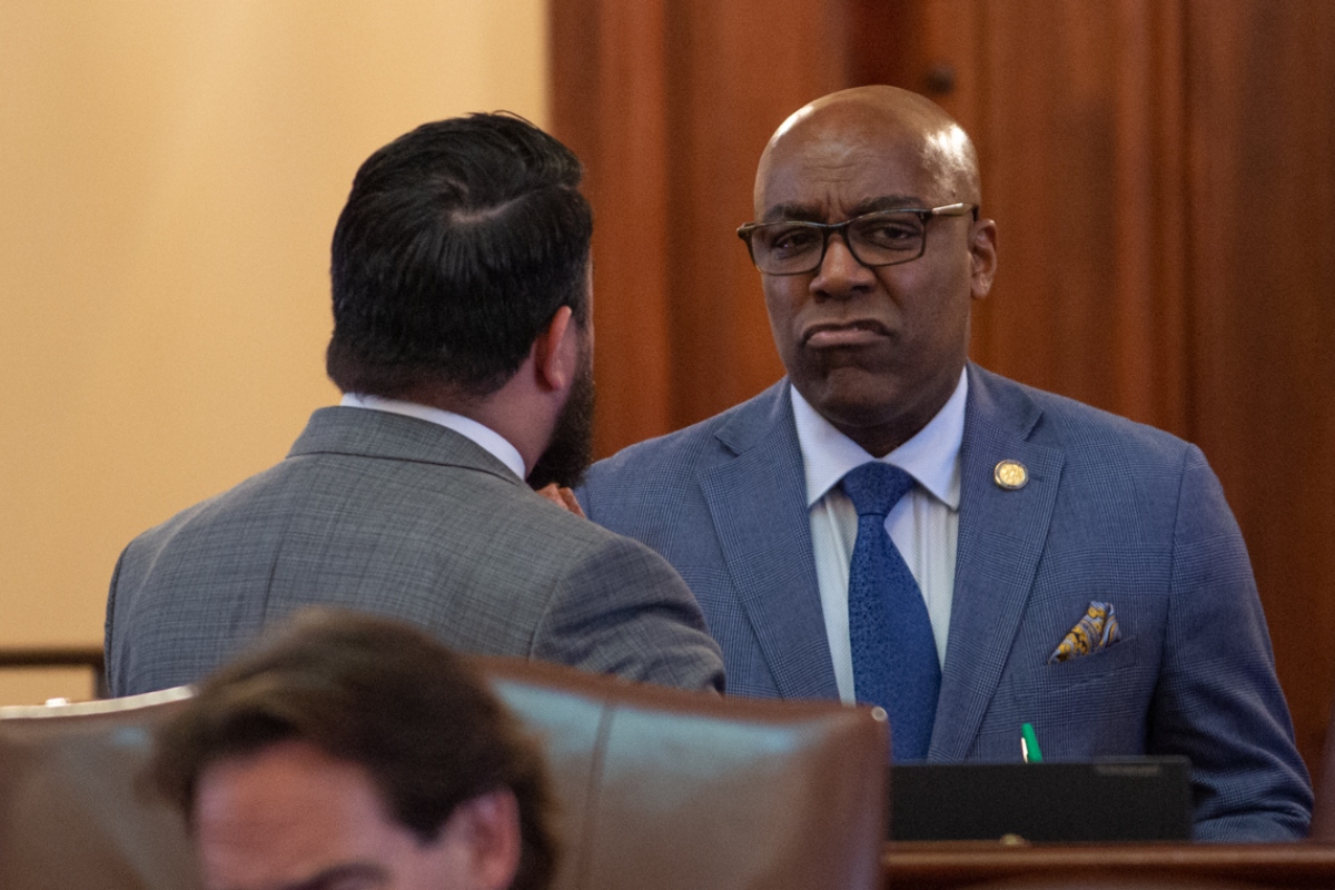 Illinois Attorney General Kwame Raoul is pictured on the floor of the state Senate chamber in Springfield in May 2025. (Capitol News Illinois photo by Jerry Nowicki)