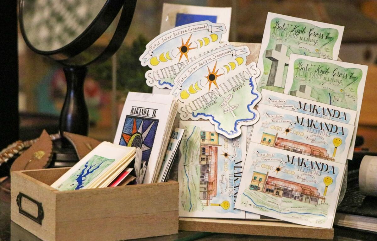 Stickers advertise tourism attractions in southern Illinois. (Medill Illinois News Bureau photo by Sonya Dymova)