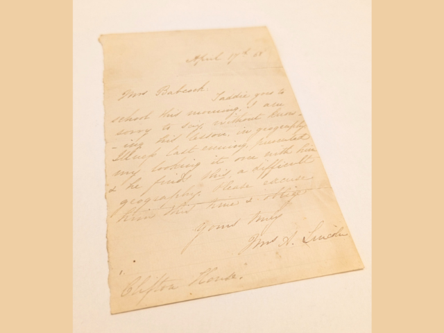 A letter written by Mary Todd Lincoln, dated April 17, 1868, has been donated to the Abraham Lincoln Presidential Library and Museum.