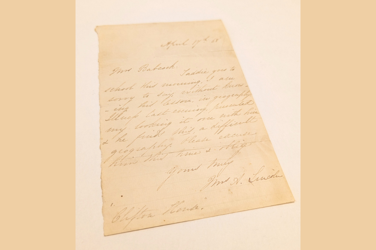 A letter written by Mary Todd Lincoln, dated April 17, 1868, has been donated to the Abraham Lincoln Presidential Library and Museum.