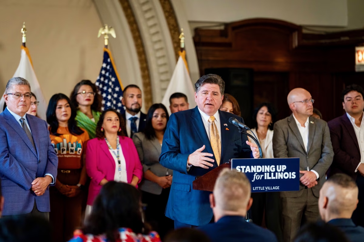 Gov. JB Pritzker spoke Tuesday, September 15, in Chicago's "Little Village" neighborhood about "Operation Midway Blitz."