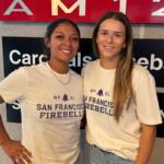 Samantha Gutierrez (left), and Ela Day Bedard, players on the Women's Professional Baseball League's San Francisco Firebells.