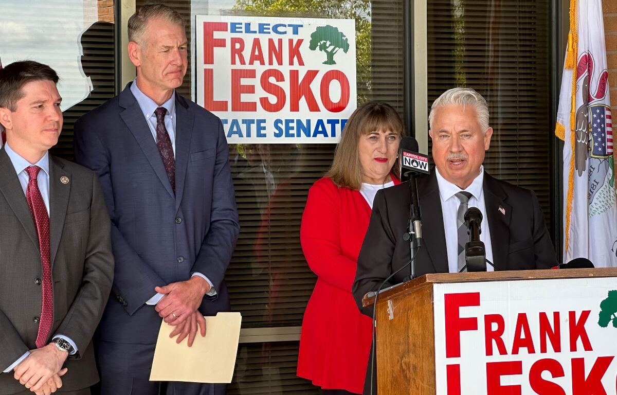 FILE - Frank Lesko, right, announced his candidacy for the Illinois Senate in August, 2025.