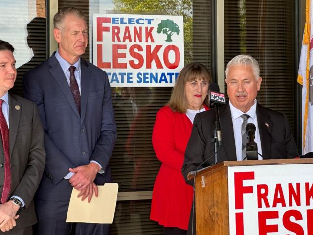 FILE - Frank Lesko, right, announced his candidacy for the Illinois Senate in August, 2025.