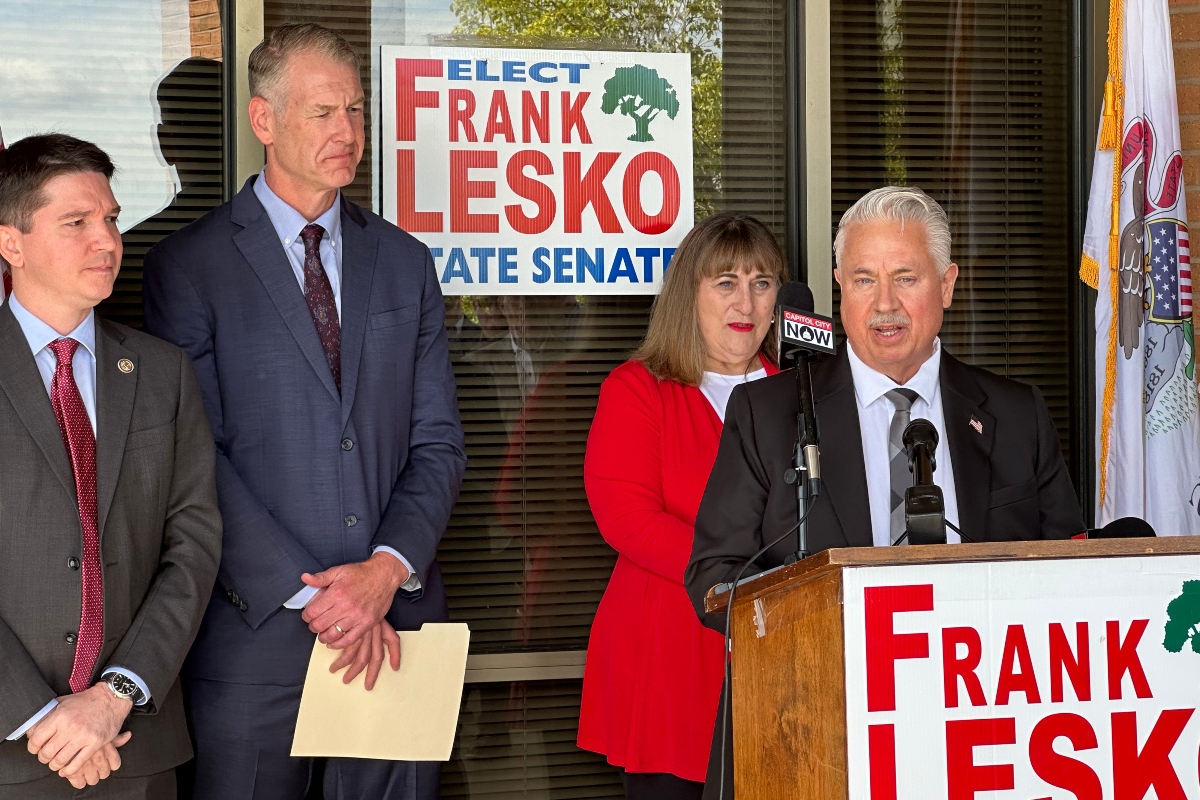 FILE - Frank Lesko, right, announced his candidacy for the Illinois Senate in August, 2025.