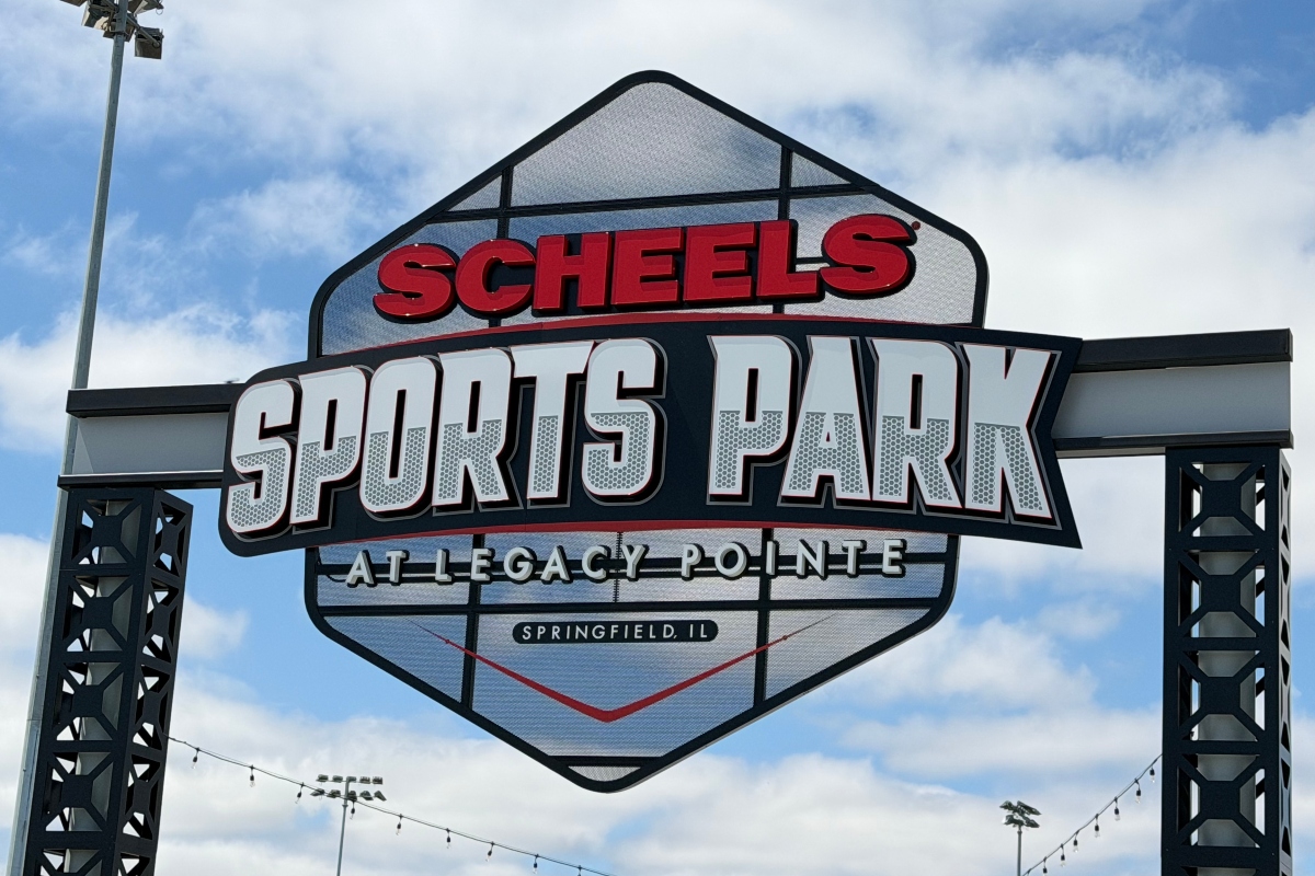 The sign at the entrance to Scheel's Sports Park.