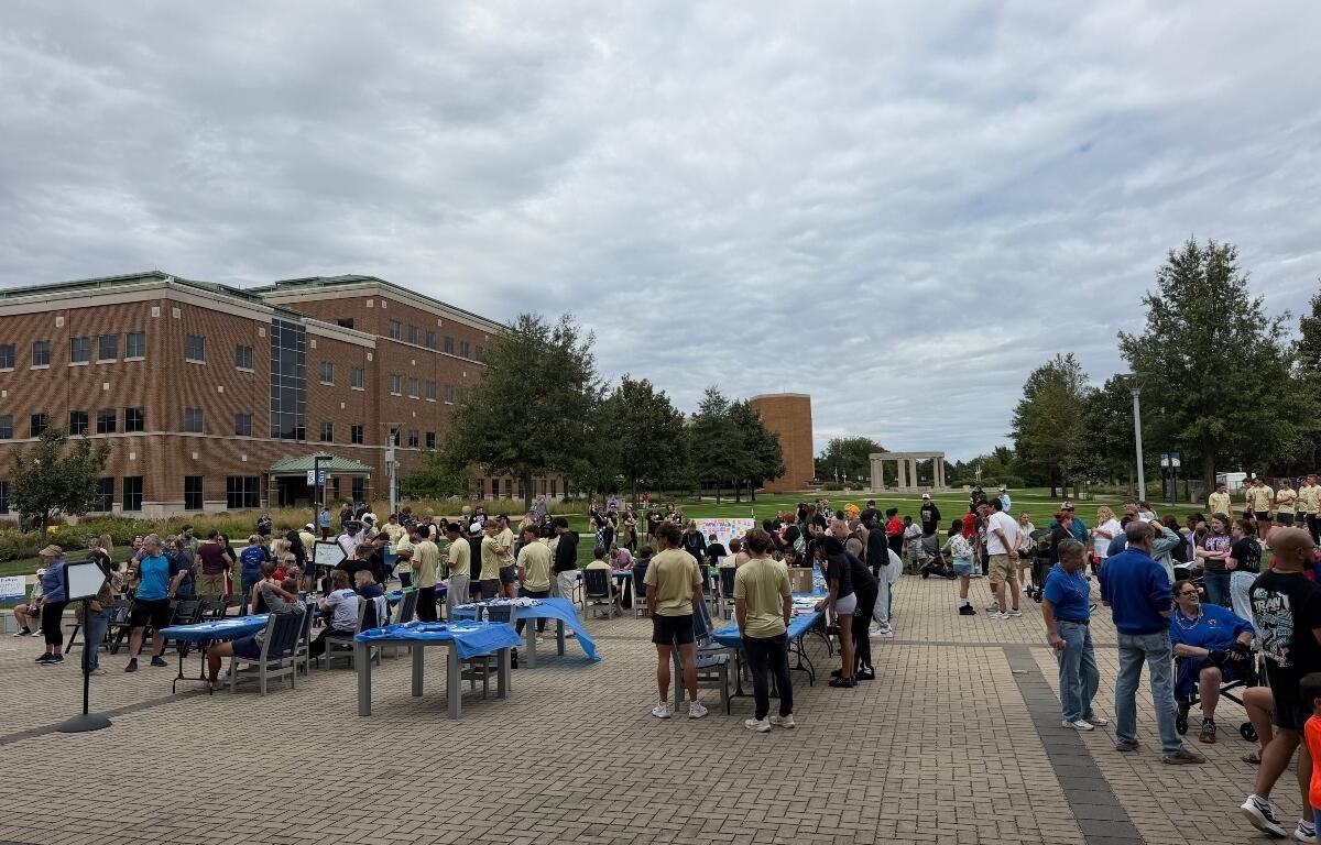 More than 250 people getting ready to participate in the annual "Out of the Darkness Walk" at the UIS Student Union Saturday, September 26.