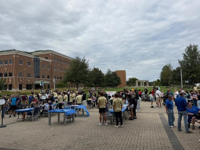 More than 250 people getting ready to participate in the annual "Out of the Darkness Walk" at the UIS Student Union Saturday, September 26.