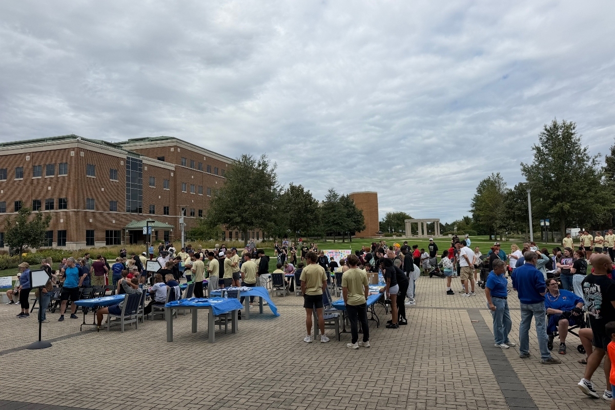 More than 250 people getting ready to participate in the annual "Out of the Darkness Walk" at the UIS Student Union Saturday, September 26.