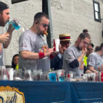 Patrick Bertoletti won the inaugural Cozy Dog eating competition at the International Route 66 Mother Road Festival Saturday, September 26.