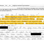 A police document shows a Choate Mental Health and Development patient’s statement regarding abuse by a facility employee. (Capitol News Illinois illustration. Highlight added to police documents)
