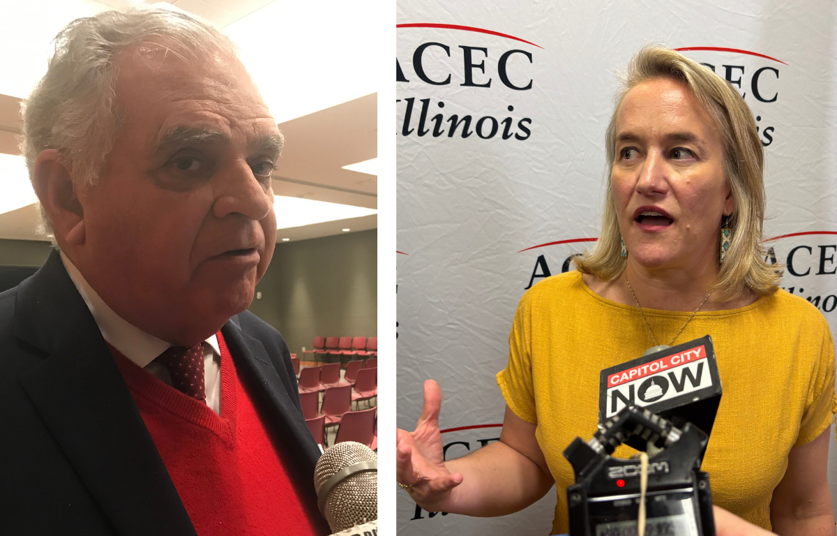 Former U.S. Rep. Ray LaHood (left) and current U.S. Rep. Nikki Budzinski.