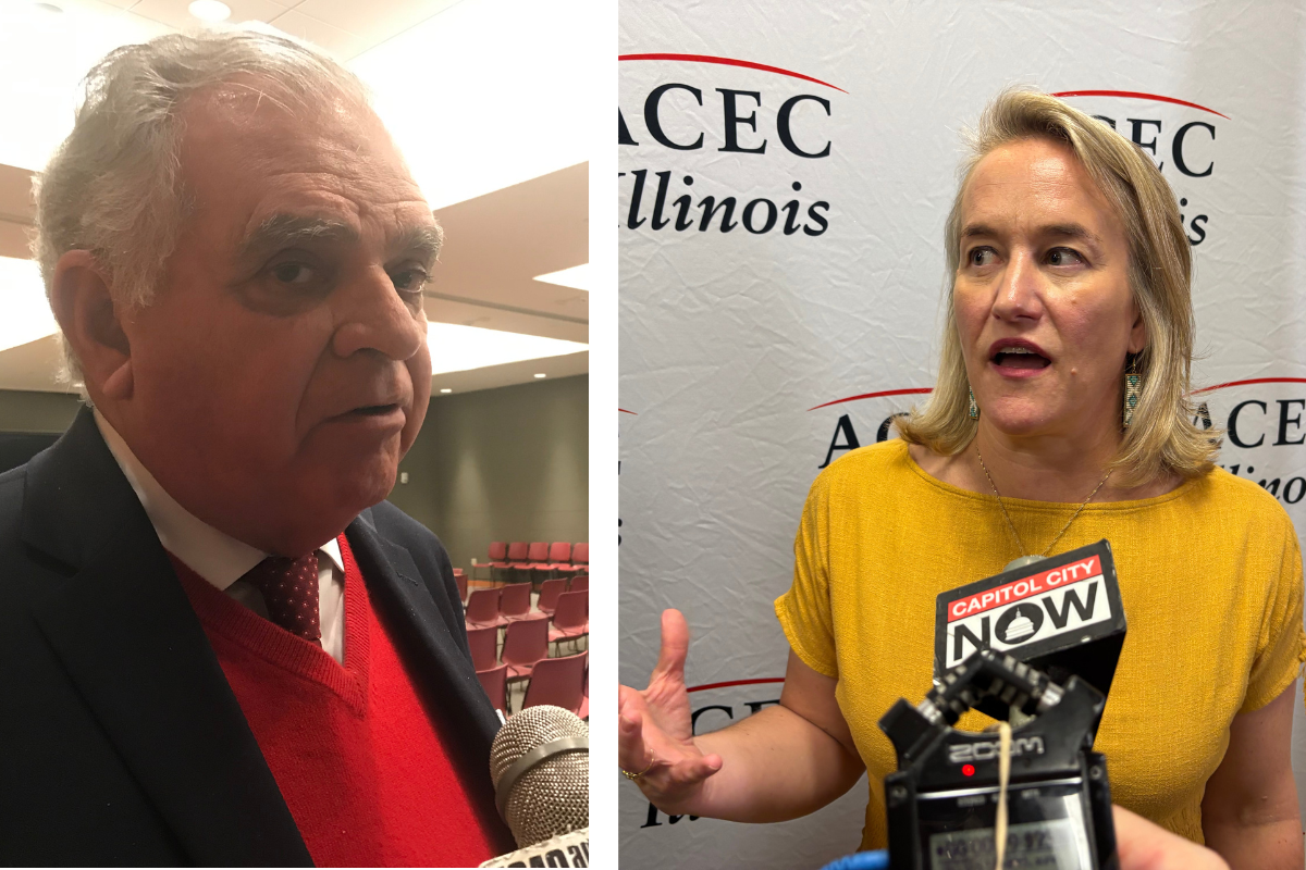 Former U.S. Rep. Ray LaHood (left) and current U.S. Rep. Nikki Budzinski.