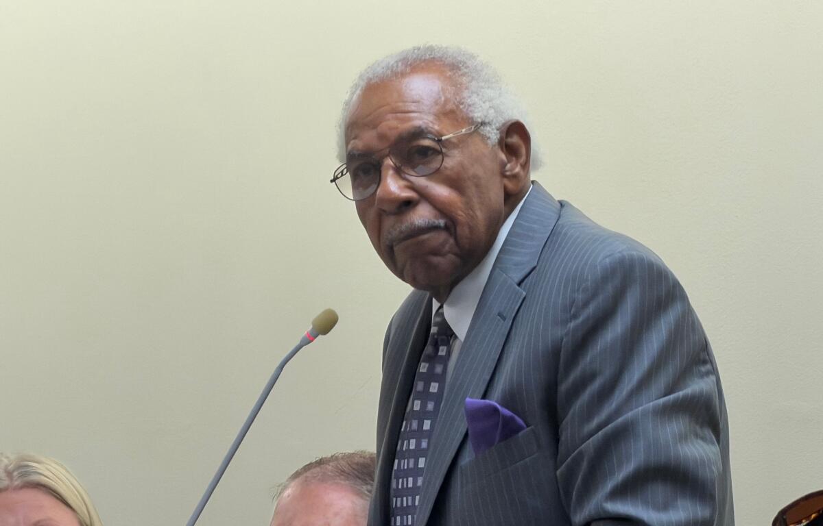 Elbert Betts, founder of the "Back to School/Stay in School" program, spoke to the Springfield Public School Board Tuesday, September 9.