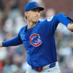 FILE - Chicago Cubs pitcher Ben Brown throws to a San Francisco Giants batter during the first inning of a baseball game, June 13, 2026, in San Francisco. (AP Photo/Scott Marshall, File)