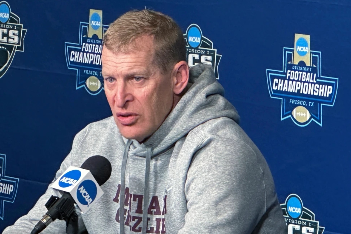 FILE - Montana coach Bobby Hauck talks about the team's NCAA Football Championship Subdivision title game against top-rated South Dakota State in Frisco, Texas, Jan. 5, 2024. (AP Photo/Stephen Hawkins, File)