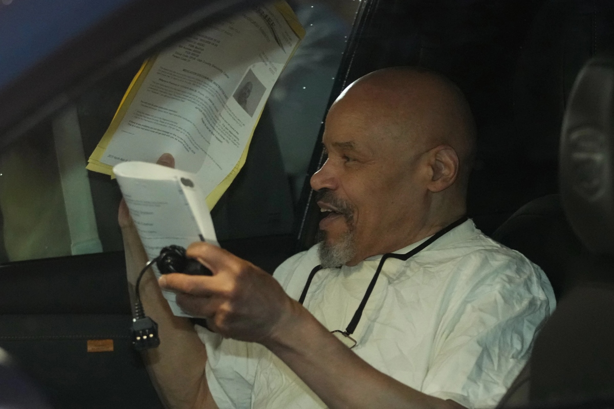 Douglas Stewart Carter sits in a car after he was released out of the Utah County Jail as a Utah judged ordered his release from jail on Monday Sept. 28, 2026, in Spanish Fork, Utah. (AP Photo/George Frey)