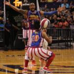 FILE - The Harlem Globetrotters at Talking Stick Resort Arena in Phoenix Arizona USA August 11,2018.