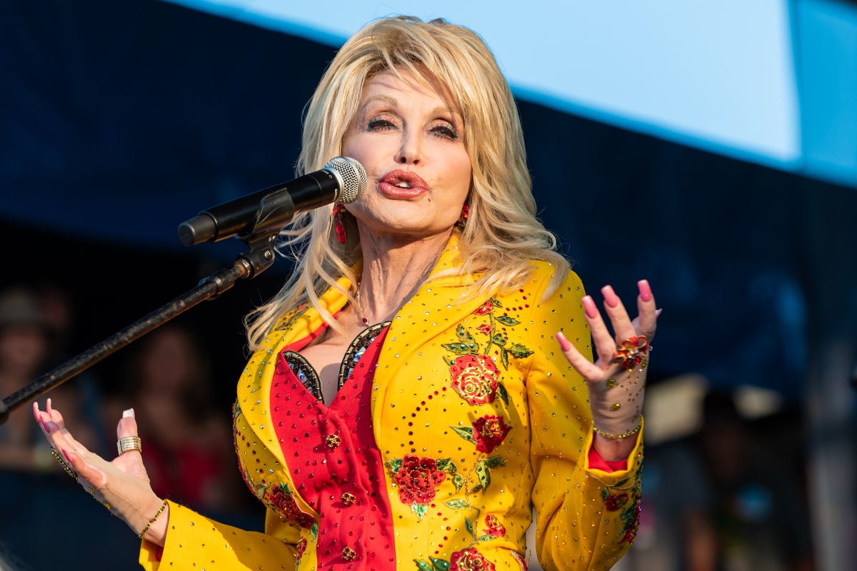 Newport, Rhode Island, USA - July 27,2019: Dolly Parton performs at The Newport Folk Festival in Rhode Island.
